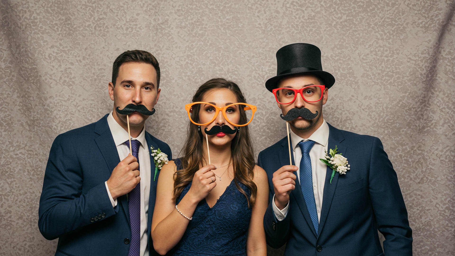 Guests having fun at the photo booth